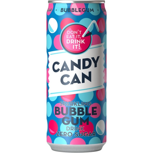 Gazuotas gaivusis gėrimas CANDY CAN, kramtomosios gumos skonio, su saldikliais, 0.33l