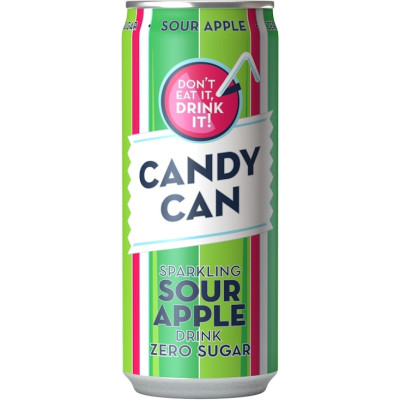 Gazuotas gaivusis gėrimas CANDY CAN, obuolių skonio, su saldikliais, 0.33l D-Gaivieji