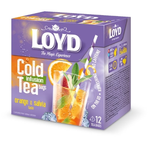 Arbata LOYD Cold Infusion, apelsinų ir šalavijų skonio, 12 x 2,5 g-Vaisinė arbata-Arbata