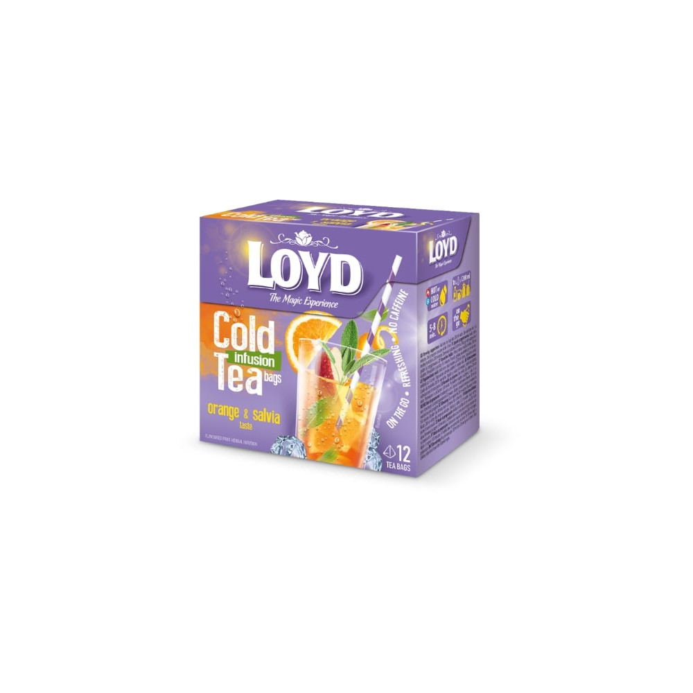 Arbata LOYD Cold Infusion, apelsinų ir šalavijų skonio, 12 x 2,5 g-Vaisinė arbata-Arbata