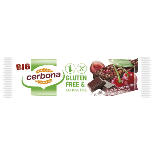 Dribsnių batonėlis CERBONA, su šokoladu ir vyšniomis, be glitimo ir laktozės, 35 g-Javainių