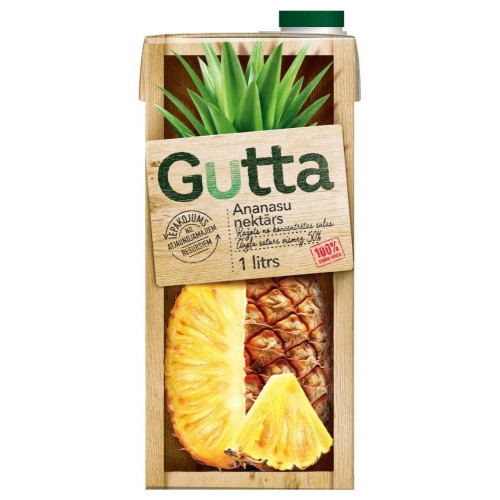 Ananasų nektaras GUTTA, 50%, 1 l-Sultys, nektarai, sulčių gėrimai-Nealkoholiniai gėrimai