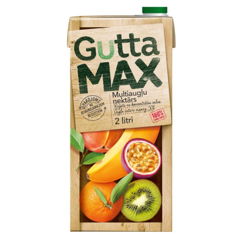 Įvairių vaisių nektaras GUTTA Max, 50%, 2 l-Sultys, nektarai, sulčių gėrimai-Nealkoholiniai