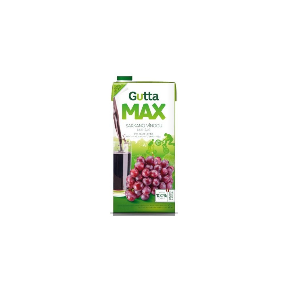 Raudonųjų vynuogių nektaras GUTTA Max, 2 l-Sultys, nektarai, sulčių gėrimai-Nealkoholiniai