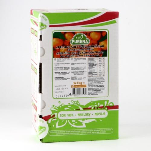 Apelsinų sulčių koncentratas su minkštimu PURENA, 100%, 4,2:0,8, 3 kg-Sultys, nektarai, sulčių