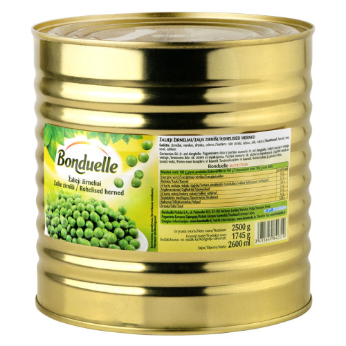 Konservuoti žalieji žirneliai BONDUELLE, 2,5 / 1,745 kg-Konservuotos daržovės-Bakalėja