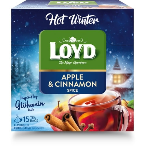 Vaisinė arbata LOYD Hot Winter, su obuoliais ir cinamonu, 15 x 3 g-Vaisinė arbata-Arbata