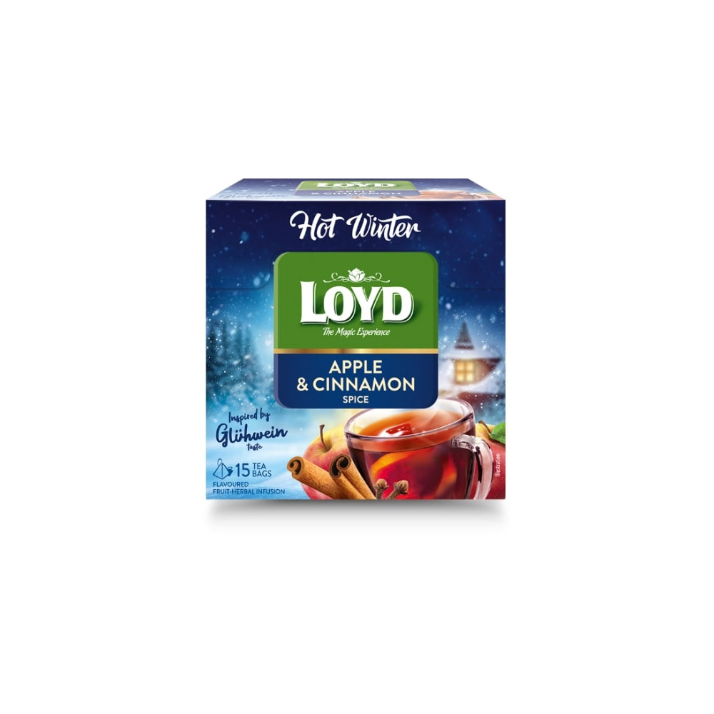 Vaisinė arbata LOYD Hot Winter, su obuoliais ir cinamonu, 15 x 3 g-Vaisinė arbata-Arbata