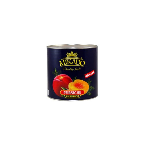 Persikų puselės MIKADO, 2,5 kg / 1,5 kg-Konservuoti vaisiai ir uogos-Bakalėja