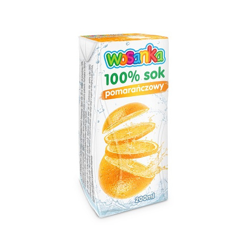 Sultys WOSANKA, apelsinų skonio, 100%, 0,2l-Sultys, nektarai, sulčių gėrimai-Nealkoholiniai