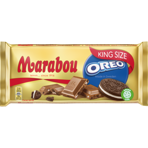 Pieninis šokoladas MARABOU, su Oreo, 220 g-Šokoladas-Saldumynai
