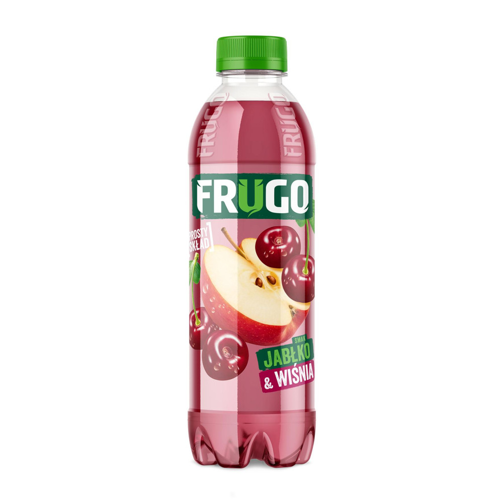 Vaisių sulčių gėrimas FRUGO, obuolių ir vyšnių skonio, 500 ml-Sultys, nektarai, sulčių