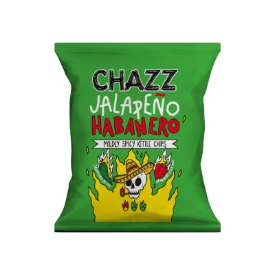 Bulvių traškučiai CHAZZ su Jalapeno habanero paprika, 50 g-Traškučiai, tortilijos-Užkandžiai