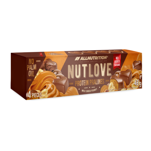 Proteininiai šokoladiniai saldainiai NUTLOVE ALLNUTRITION su karamele ir riešutais, 48