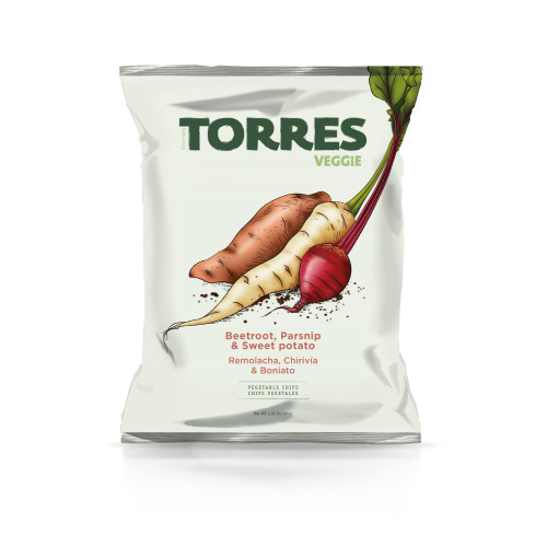 Daržovių traškučiai TORRES, su saulėgrąžų aliejumis ir druska, 90g-Traškučiai