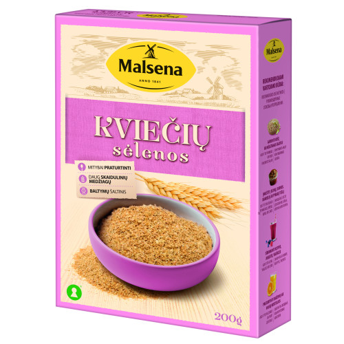 Maistinės kviečių sėlenos MALSENA, 200 g-Miltai, miltų mišiniai-Bakalėja