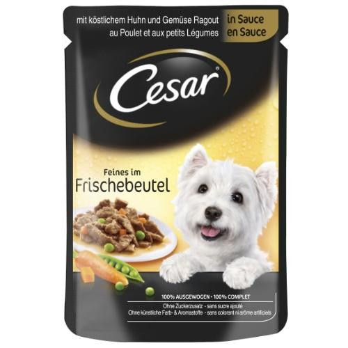 Šlapias ėdalas šunims CESAR, su vištiena ir daržovėmis, maišeliuose, 100 g-Šunų ėdalas-GYVŪNŲ