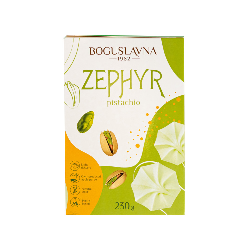 Zefyrai BOGUSLAVNA, pistacijų skonio, 230g-Zefyrai, chalva-Saldumynai