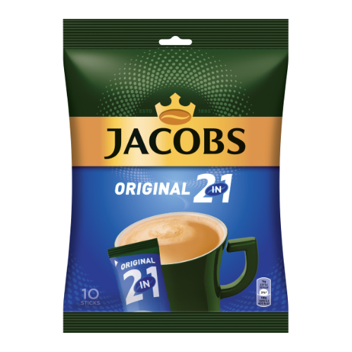 Kavos gėrimas JACOBS Original 2in1, maišeliuose, 10 x 14 g-Tirpi kava-Kava, kakava