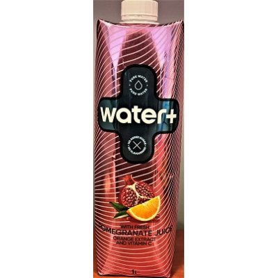 Vanduo WATER+, su granatų sultimis ir apelsinų ekstraktu, 1 l-Negazuotas vanduo-Nealkoholiniai