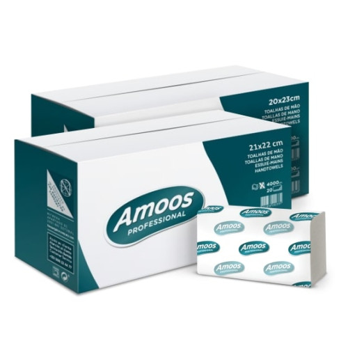 Popieriniai rankšluosčiai AMOOS, 2 sluoksniai, 160 lapų, 21x25 cm-Rankų servetėlės-Higieninis
