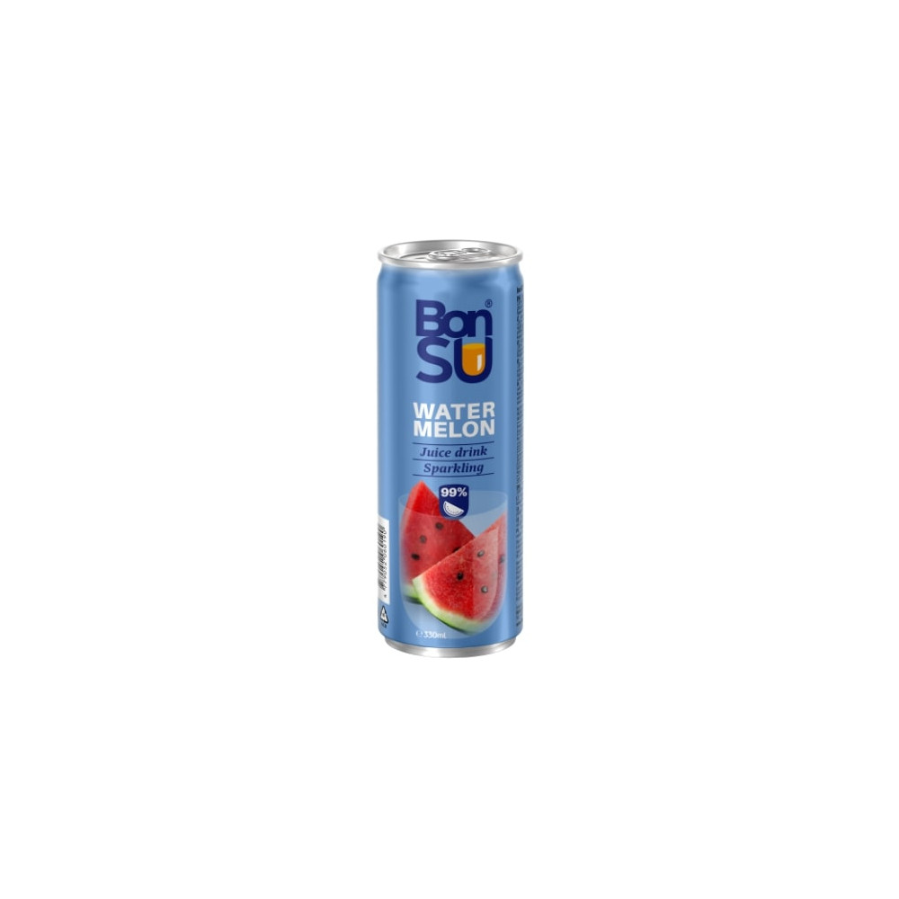 Gazuotas arbūzų sulčių gėrimas BONSU (99%), 0.33 l D-Gaivieji gėrimai-Nealkoholiniai gėrimai
