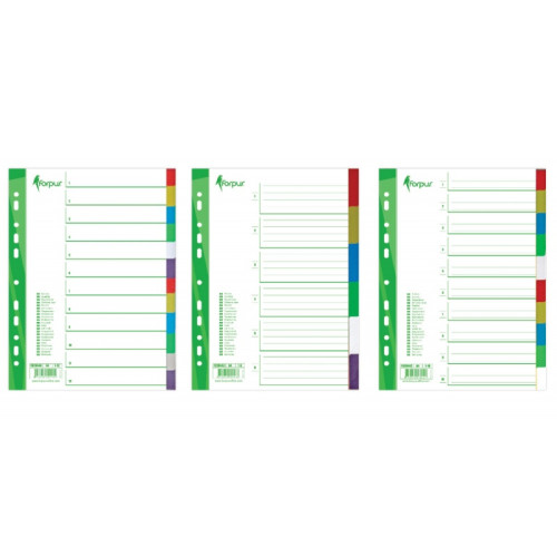 Skiriamieji lapai Forpus, A4, 1-12 spalvos, plastikiniai-Skiriamieji lapai-Dokumentų laikymo