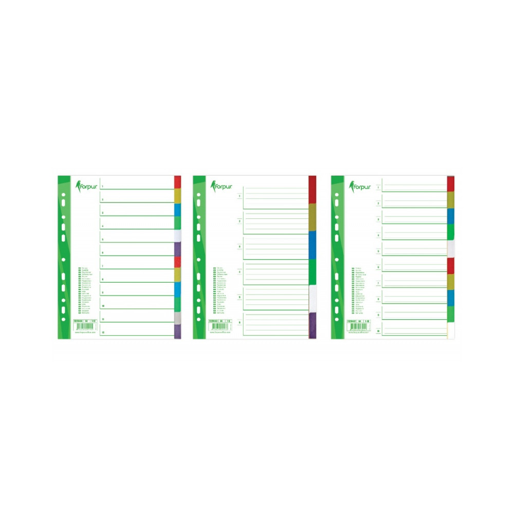 Skiriamieji lapai Forpus, A4, 1-12 spalvos, plastikiniai-Skiriamieji lapai-Dokumentų laikymo