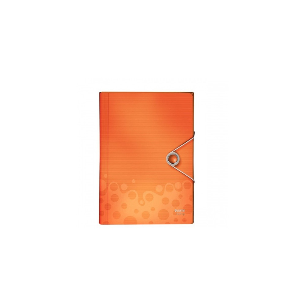Aplankas-kartoteka su gumele Leitz WOW, A4, plastikinis, oranžinis, 6 skyrių