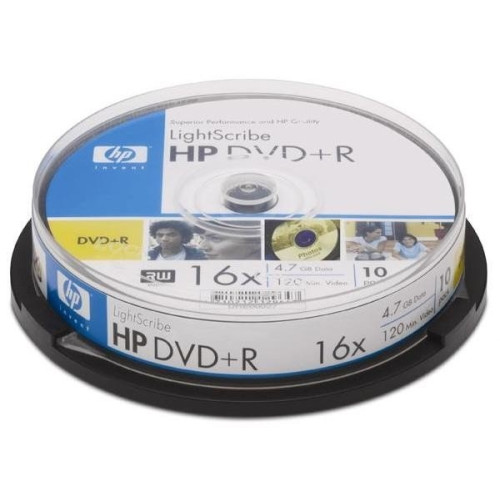 Diskas DVD+R HP 4.7GB, 16x, rietuvė (10)-Kompaktinės plokštelės-Kompiuterių priedai