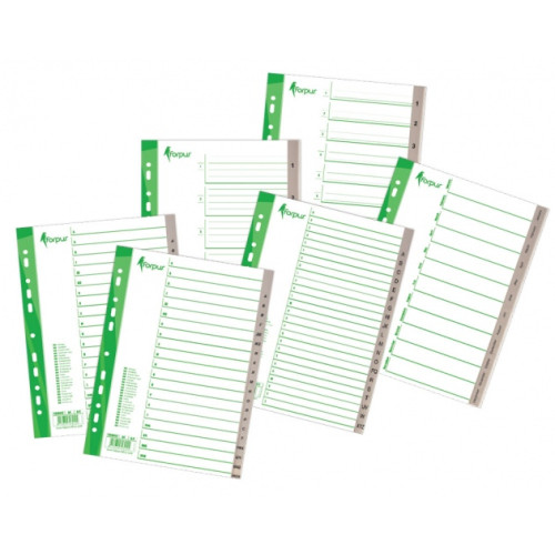 Skiriamieji lapai Forpus, A4, 1-6 skaičiai, plastikiniai-Skiriamieji lapai-Dokumentų laikymo