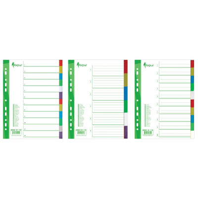 Skiriamieji lapai Forpus, A4, 1-5 spalvos, plastikiniai-Skiriamieji lapai-Dokumentų laikymo