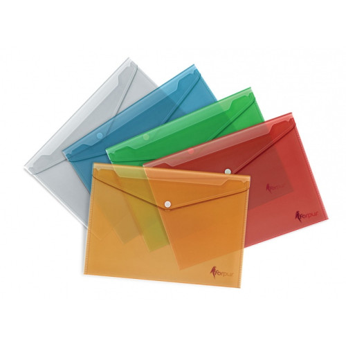 Aplankas-vokelis su spaude Forpus, A4, plastikinis, raudona, skaidrus-Aplankai ir dėklai