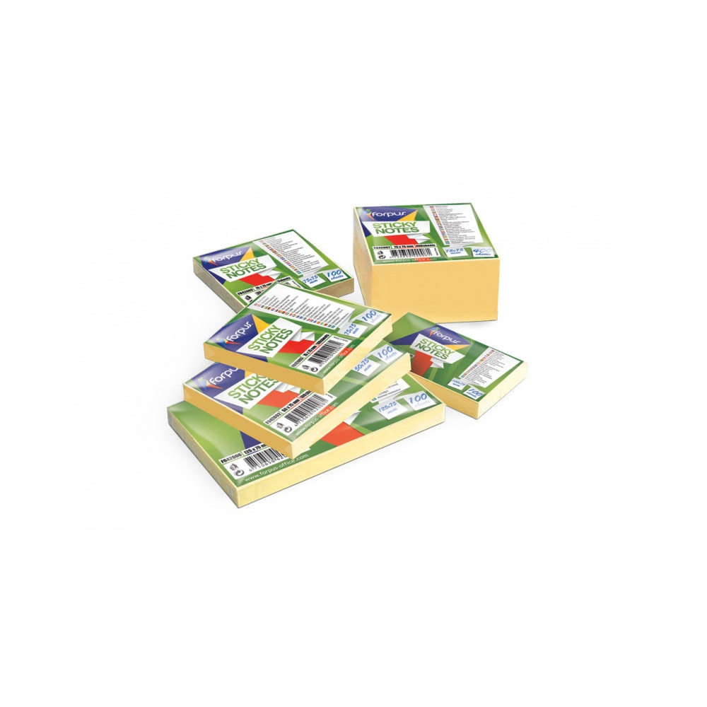 Lipnūs lapeliai Forpus, 75x75mm, geltoni (1x100) 0717-103-Lipnūs lapeliai-Popierius ir