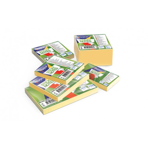 Lipnūs lapeliai Forpus, 75x75mm, geltoni, kubas (1x400) 0717-116-Lipnūs lapeliai-Popierius ir
