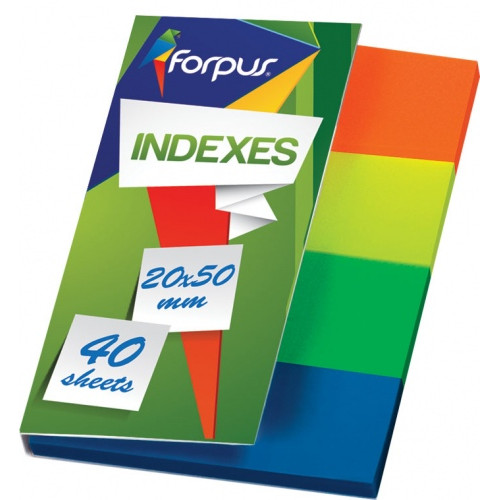 Indeksai Forpus, 20x50mm, spalvoti, plastikiniai (4x40)-Žymekliai, jų laikikliai-Popierius ir