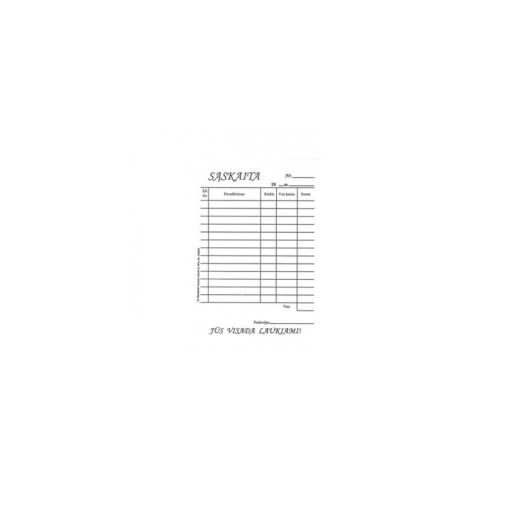 Baro sąskaita, A6, 2x50 0720-041-Kiti-Popierius ir popieriaus produktai