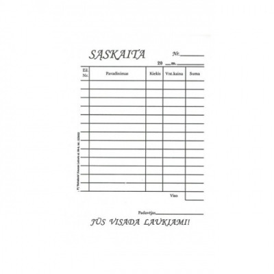 Baro sąskaita, A6, 2x50 0720-041-Kiti-Popierius ir popieriaus produktai