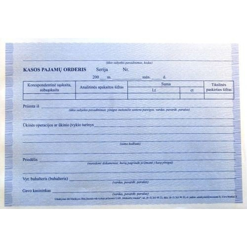 Kasos pajamų orderis, A5 (2x50) 0720-008-Kiti-Popierius ir popieriaus produktai