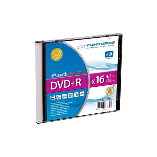 Diskas DVD+R Esperanza 4.7GB, 16x, plona dėžutė (1)-Kompaktinės plokštelės-Kompiuterių priedai