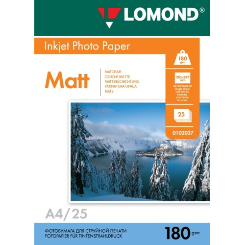 Fotopopierius Lomond Photo Inkjet Paper Matinis 180 g/m2 A4, 25 lapai-Foto popierius-Popierius