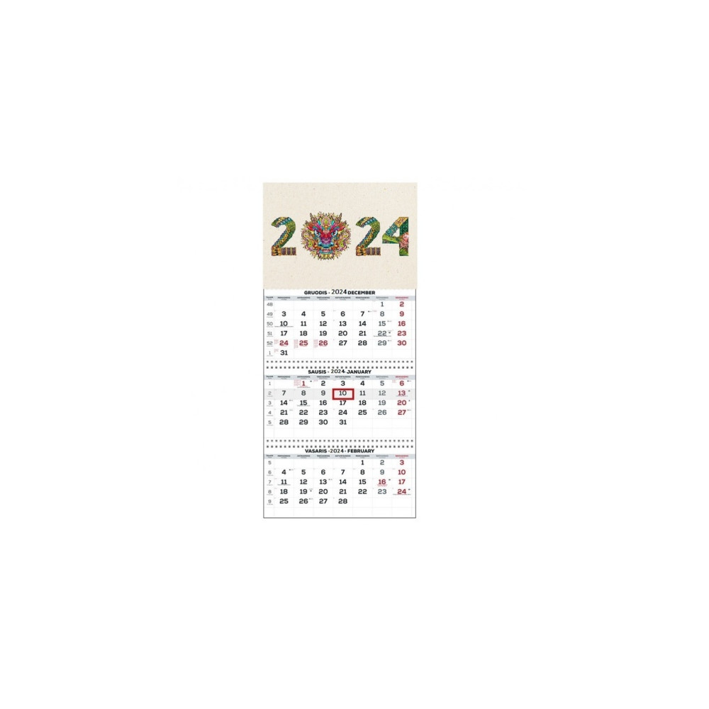 Sieninis kabinamas kalendorius trijų dalių TRIO 30x66cm.-Kalendoriai ir darbo knygos-BIURO