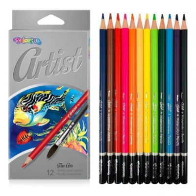 Spalvoti akvareliniai pieštukai Colorino Artist 12 spalvų ir teptukas-Spalvoti