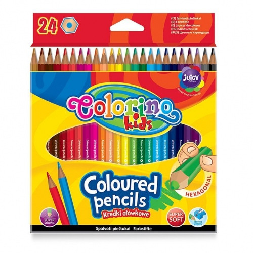 Spalvoti pieštukai Colorino Kids šešiakampiai, 24 spalvų-Neoriginalios spausdintuvų