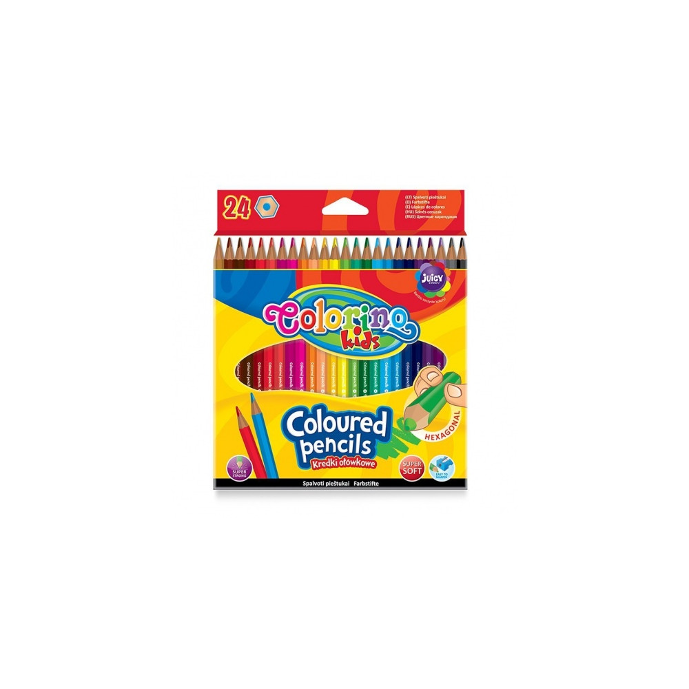 Spalvoti pieštukai Colorino Kids šešiakampiai, 24 spalvų-Neoriginalios spausdintuvų