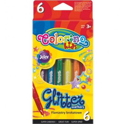 Flomasteriai su blizgučiais Colorino Kids Glitter, 6 spalvų-Flomasteriai-Piešimo priemonės
