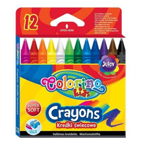 Vaškinės kreidelės Colorino Kids 12 spalvų-Kreida ir kreidelės-Piešimo priemonės
