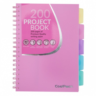 Sąsiuvinis su spirale CoolPack, B5, 200 puslapių, langeliais, Pastelinis rožinis-Sąsiuviniai