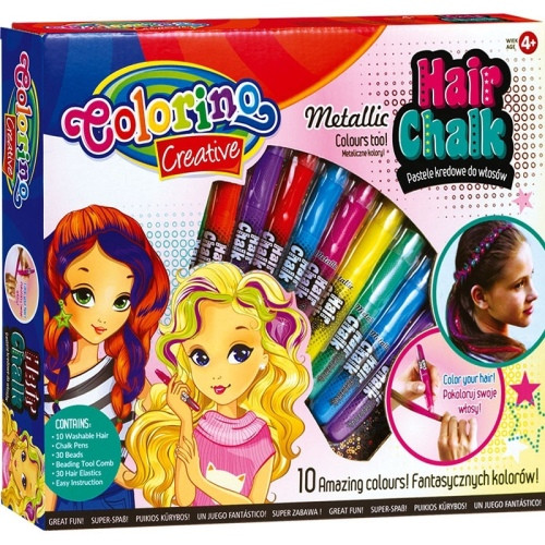 Kreidelės plaukams dažyti Colorino Creative 10 spalvų-Dekoravimo priemonės-Ugdymo ir kūrybos