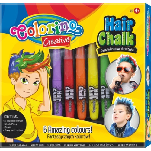 Kreidelės plaukams dažyti Colorino Creative berniukams 6 spalvų-Dekoravimo priemonės-Ugdymo ir